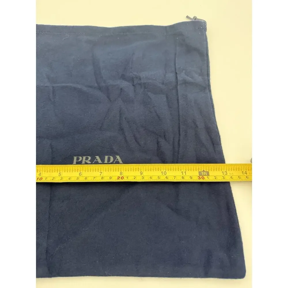 Authentic Prada Dark Navy Flannel Drawstring Dust Bag Cards RFID Set 14.5